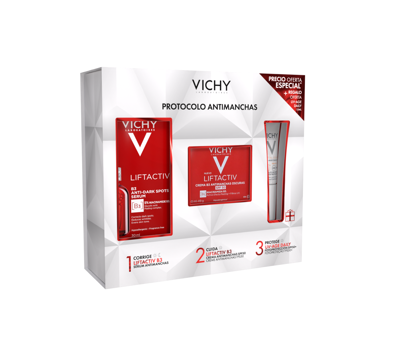 Imagen de VICHY PROTOCOLO ANTIMANCHAS CREMA+SERUM B3 + UV-AGE DAILY