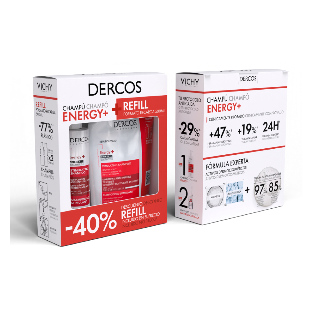 Imagen de DERCOS AMINEXIL ENERGY CHAMPU+REFILL RECARGA 500ML