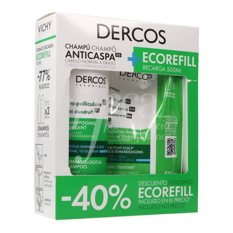 Imagen de DERCOS CHAMPU ANTICASPA GRASA+ECOREFILL RECARGA 500ML